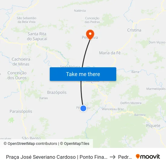 Praça José Severiano Cardoso | Ponto Final De Piranguçu to Pedralva map