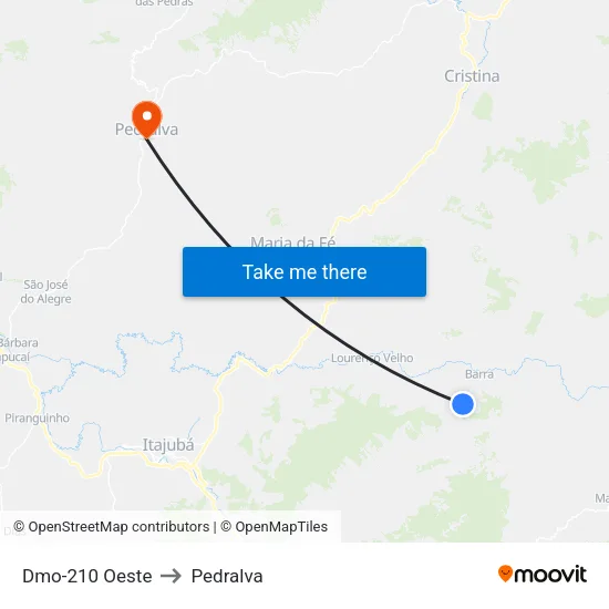 Dmo-210 Oeste to Pedralva map