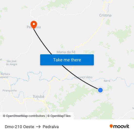 Dmo-210 Oeste to Pedralva map