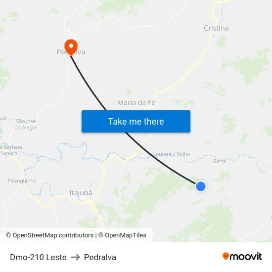 Dmo-210 Leste to Pedralva map