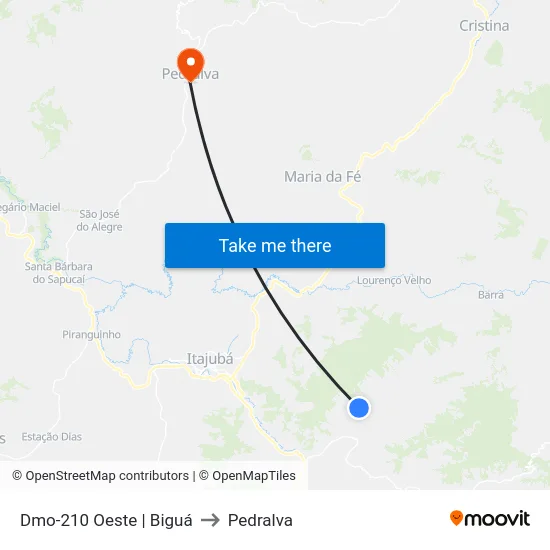 Dmo-210 Oeste | Biguá to Pedralva map