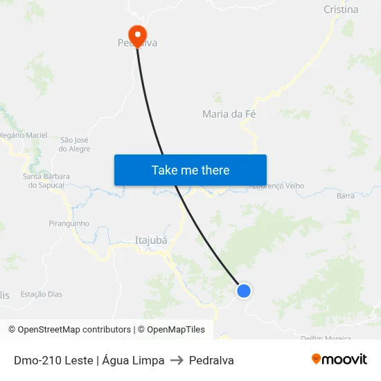 Dmo-210 Leste | Água Limpa to Pedralva map
