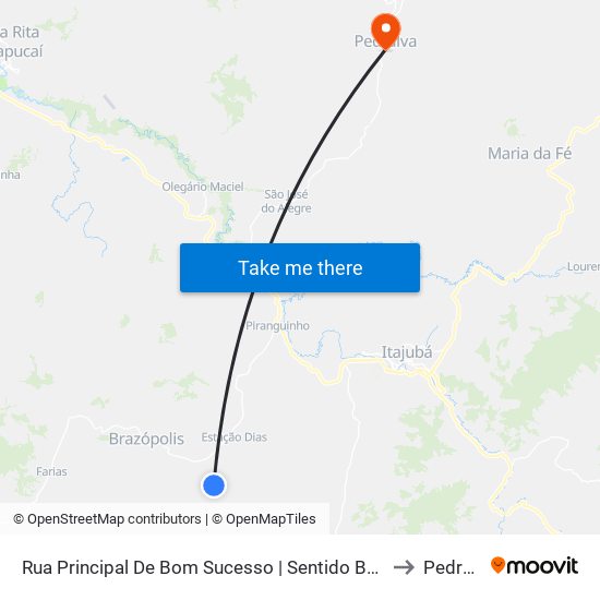 Rua Principal De Bom Sucesso | Sentido Bom Sucesso to Pedralva map