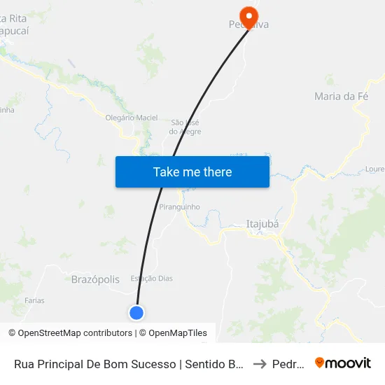 Rua Principal De Bom Sucesso | Sentido Bom Sucesso to Pedralva map