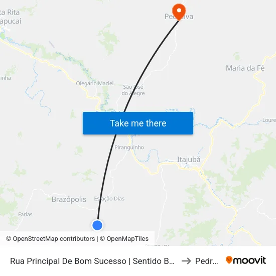 Rua Principal De Bom Sucesso | Sentido Bom Sucesso to Pedralva map