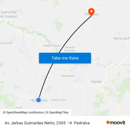Av. Jarbas Guimarães Netto, 2305 to Pedralva map