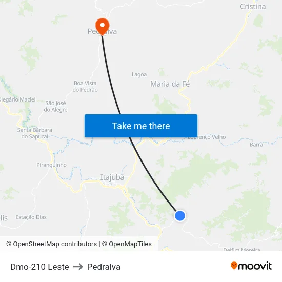 Dmo-210 Leste to Pedralva map