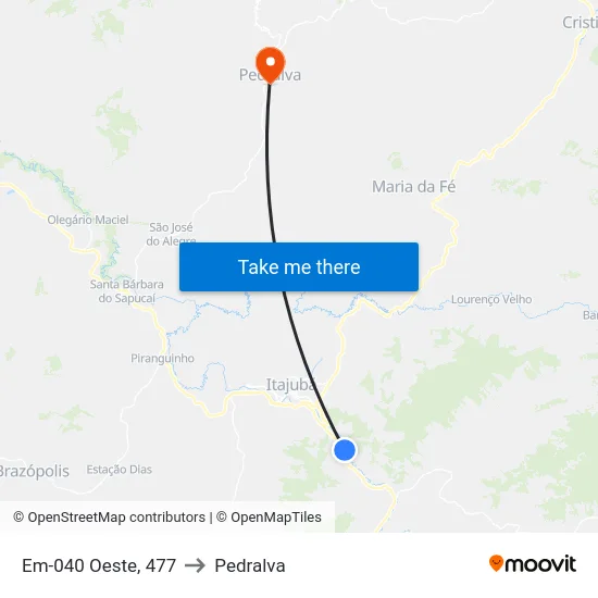 Em-040 Oeste, 477 to Pedralva map