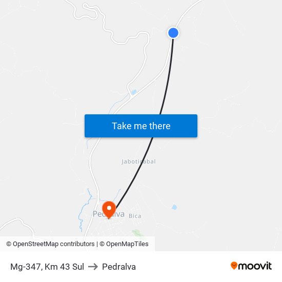 Mg-347, Km 43 Sul to Pedralva map