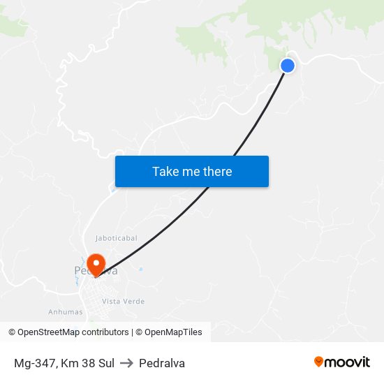 Mg-347, Km 38 Sul to Pedralva map