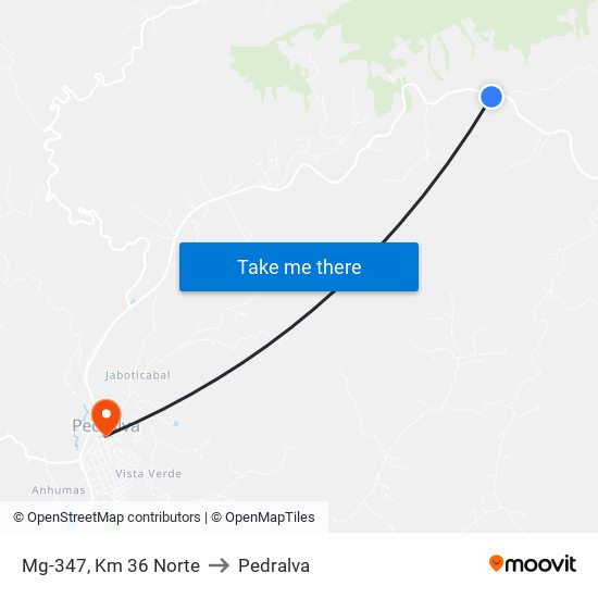 Mg-347, Km 36 Norte to Pedralva map