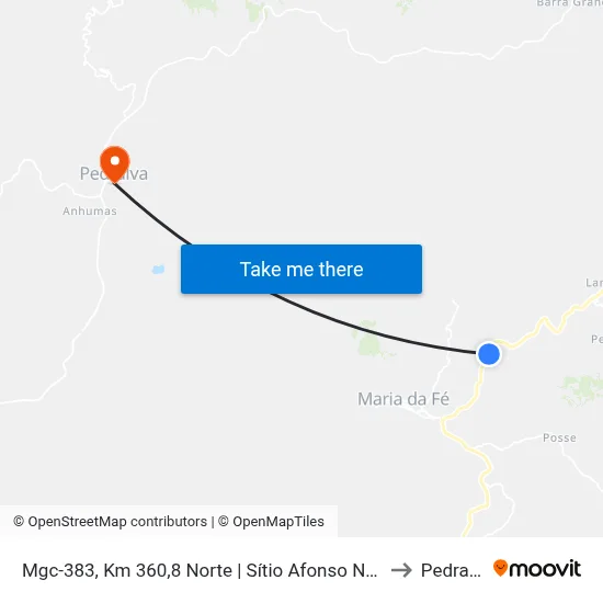 Mgc-383, Km 360,8 Norte | Sítio Afonso Nogueira to Pedralva map