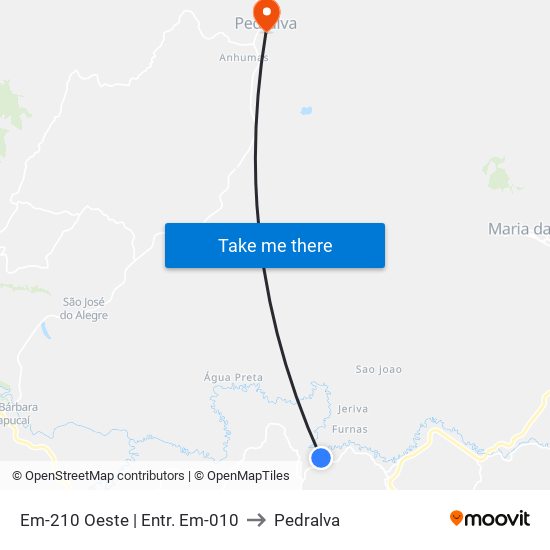 Em-210 Oeste | Entr. Em-010 to Pedralva map