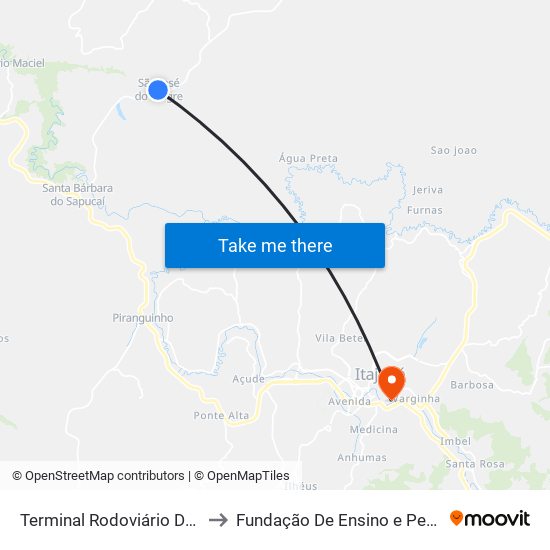 Terminal Rodoviário De São José Do Alegre to Fundação De Ensino e Pesquisa De Itajubá (FEPI) map