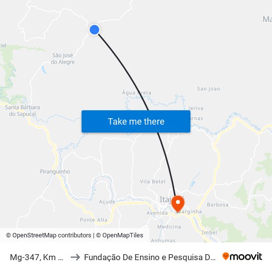 Mg-347, Km 56,9 Sul to Fundação De Ensino e Pesquisa De Itajubá (FEPI) map