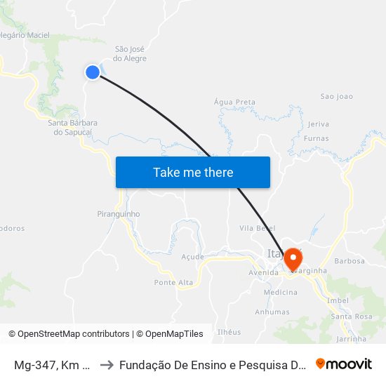 Mg-347, Km 62,5 Sul to Fundação De Ensino e Pesquisa De Itajubá (FEPI) map