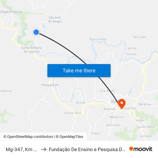 Mg-347, Km 63,2 Sul to Fundação De Ensino e Pesquisa De Itajubá (FEPI) map