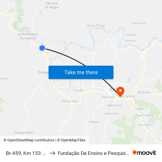 Br-459, Km 153 Sul | Capote to Fundação De Ensino e Pesquisa De Itajubá (FEPI) map