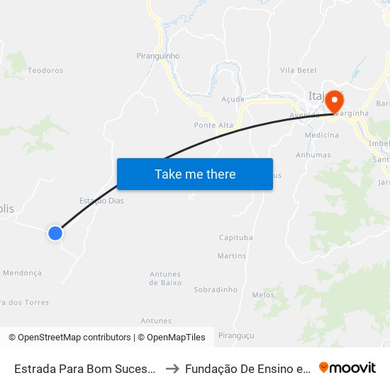 Estrada Para Bom Sucesso, Sul | Trevo De Bom Sucesso to Fundação De Ensino e Pesquisa De Itajubá (FEPI) map