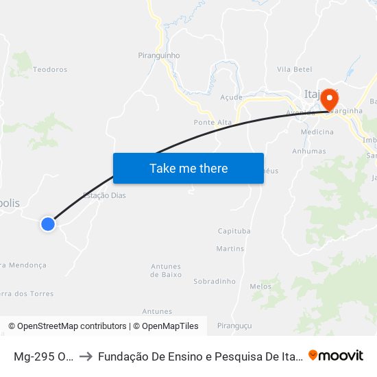 Mg-295 Oeste to Fundação De Ensino e Pesquisa De Itajubá (FEPI) map