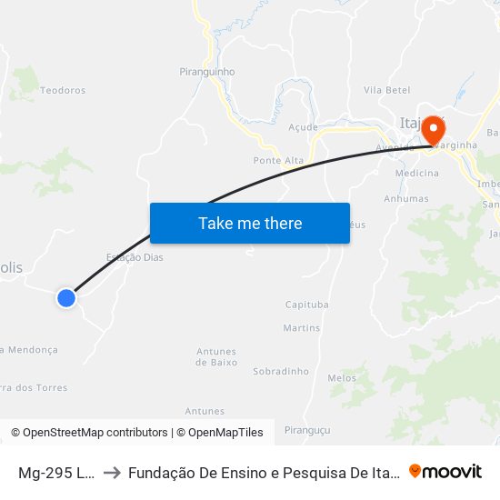 Mg-295 Leste to Fundação De Ensino e Pesquisa De Itajubá (FEPI) map