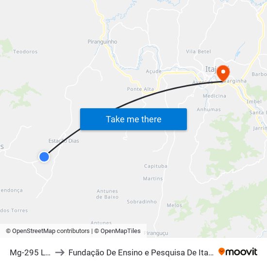 Mg-295 Leste to Fundação De Ensino e Pesquisa De Itajubá (FEPI) map