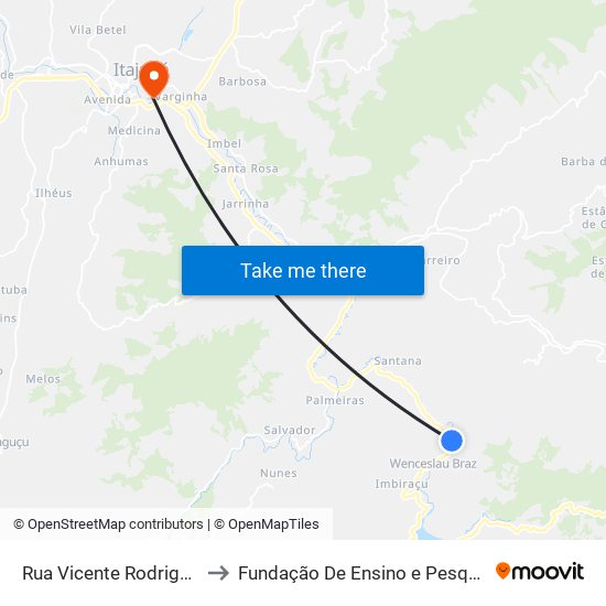 Rua Vicente Rodrigues Soares, 270 to Fundação De Ensino e Pesquisa De Itajubá (FEPI) map