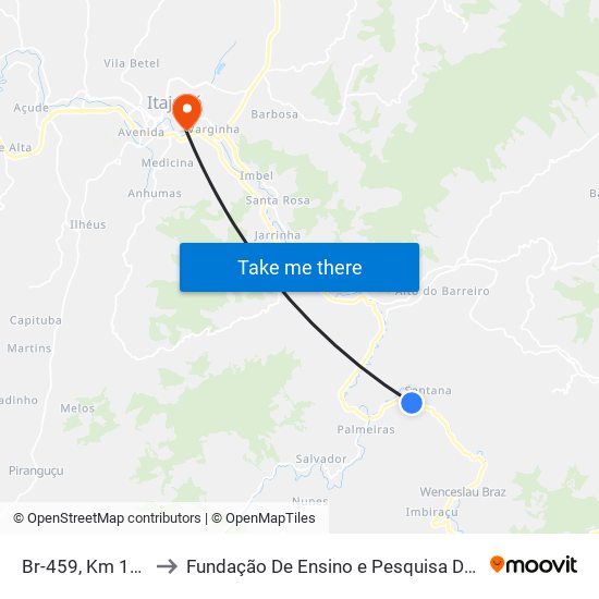 Br-459, Km 184,9 Sul to Fundação De Ensino e Pesquisa De Itajubá (FEPI) map