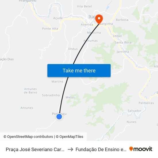 Praça José Severiano Cardoso | Ponto Final De Piranguçu to Fundação De Ensino e Pesquisa De Itajubá (FEPI) map