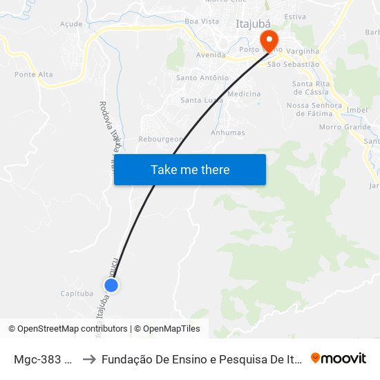 Mgc-383 Norte to Fundação De Ensino e Pesquisa De Itajubá (FEPI) map