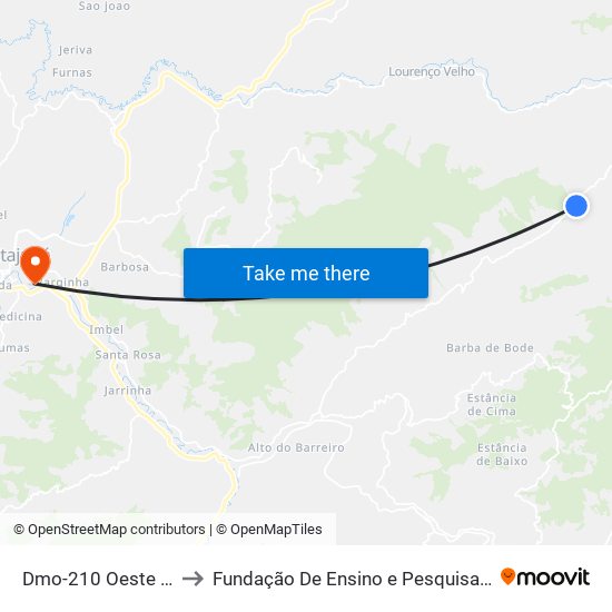 Dmo-210 Oeste | Rio Claro to Fundação De Ensino e Pesquisa De Itajubá (FEPI) map