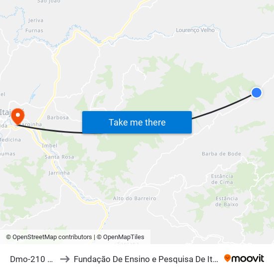 Dmo-210 Leste to Fundação De Ensino e Pesquisa De Itajubá (FEPI) map