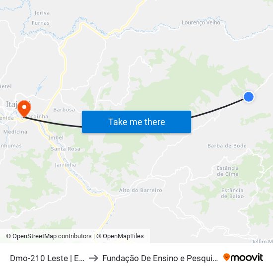Dmo-210 Leste | Entr. Dmo-060 to Fundação De Ensino e Pesquisa De Itajubá (FEPI) map