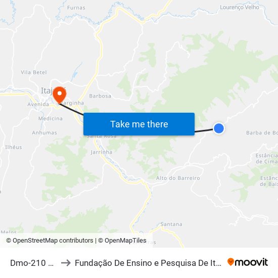 Dmo-210 Leste to Fundação De Ensino e Pesquisa De Itajubá (FEPI) map