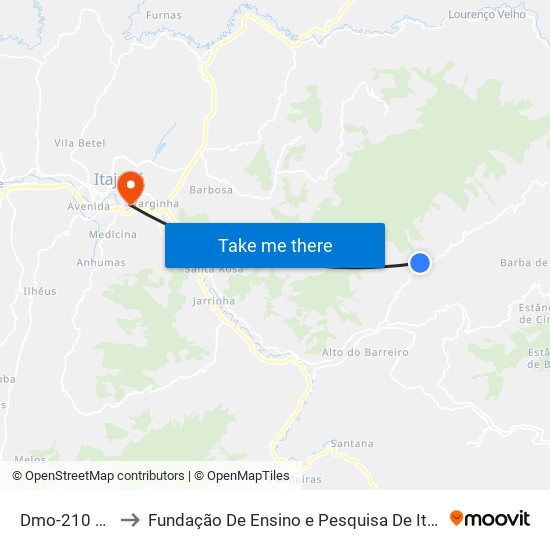 Dmo-210 Leste to Fundação De Ensino e Pesquisa De Itajubá (FEPI) map