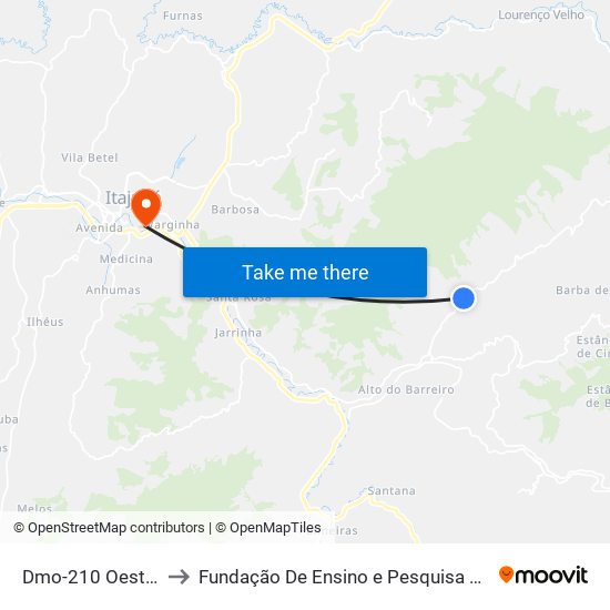 Dmo-210 Oeste | Biguá to Fundação De Ensino e Pesquisa De Itajubá (FEPI) map