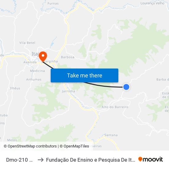 Dmo-210 Oeste to Fundação De Ensino e Pesquisa De Itajubá (FEPI) map