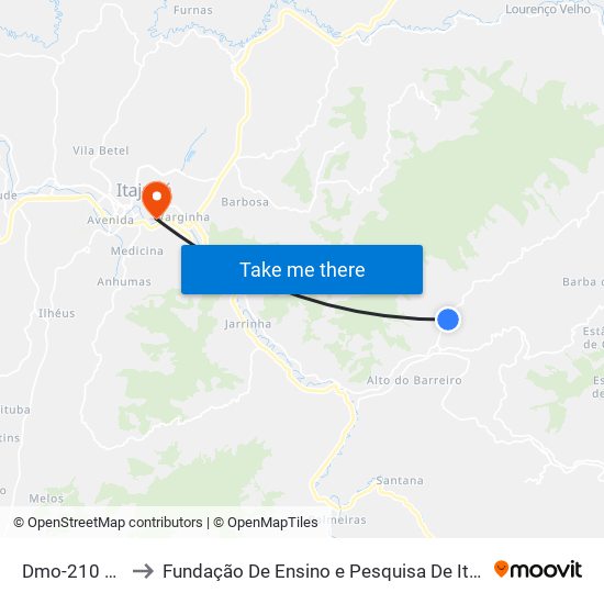 Dmo-210 Leste to Fundação De Ensino e Pesquisa De Itajubá (FEPI) map