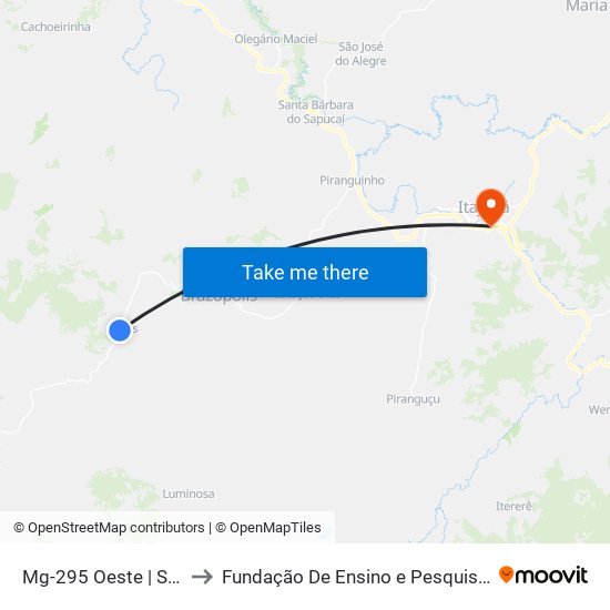 Mg-295 Oeste | Sítio São Luiz to Fundação De Ensino e Pesquisa De Itajubá (FEPI) map