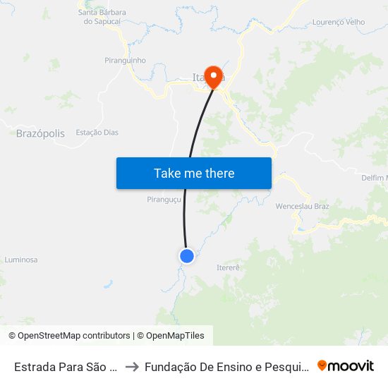 Estrada Para São Bernardo, Sul to Fundação De Ensino e Pesquisa De Itajubá (FEPI) map