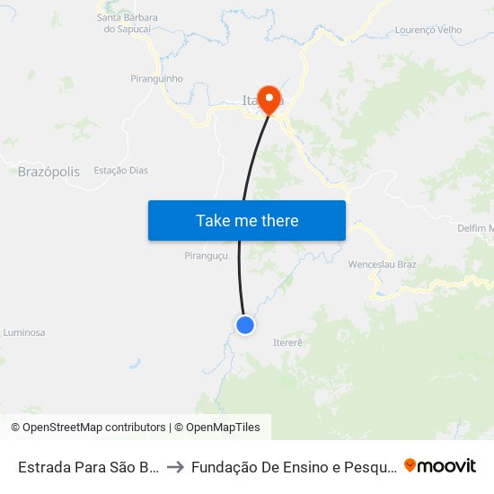 Estrada Para São Bernardo, Norte to Fundação De Ensino e Pesquisa De Itajubá (FEPI) map