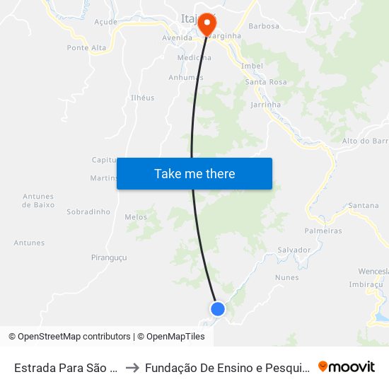 Estrada Para São Bernardo, Sul to Fundação De Ensino e Pesquisa De Itajubá (FEPI) map