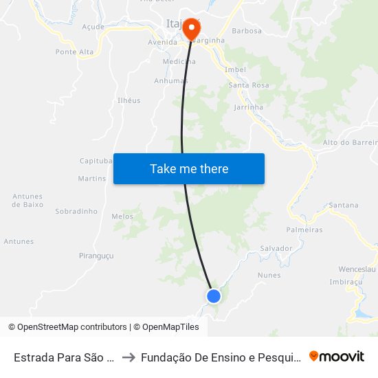 Estrada Para São Bernardo, Sul to Fundação De Ensino e Pesquisa De Itajubá (FEPI) map