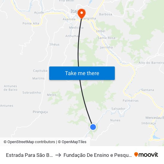 Estrada Para São Bernardo, Norte to Fundação De Ensino e Pesquisa De Itajubá (FEPI) map