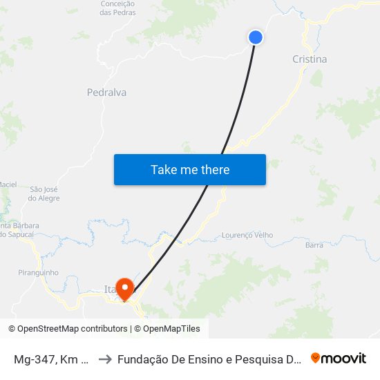 Mg-347, Km 24,9 Sul to Fundação De Ensino e Pesquisa De Itajubá (FEPI) map