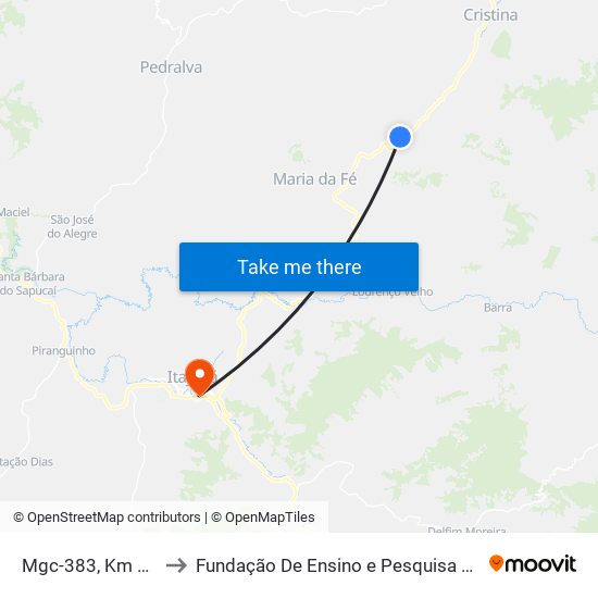 Mgc-383, Km 356,7 Sul to Fundação De Ensino e Pesquisa De Itajubá (FEPI) map