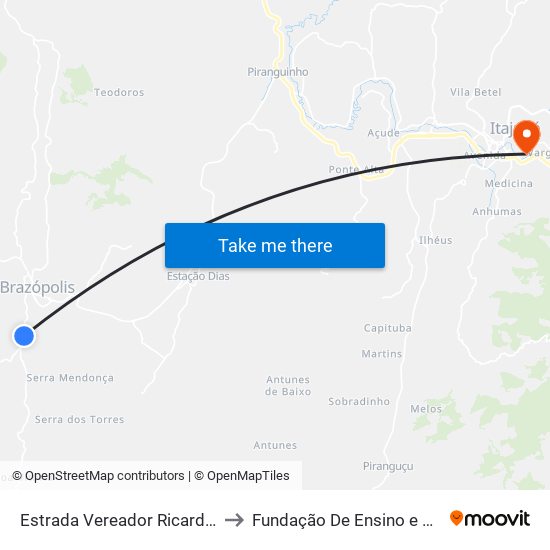 Estrada Vereador Ricardo Albano De Oliveira, Norte to Fundação De Ensino e Pesquisa De Itajubá (FEPI) map