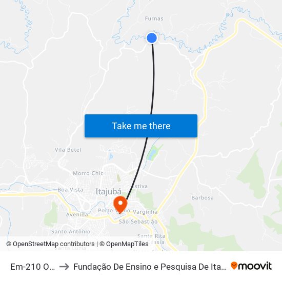 Em-210 Oeste to Fundação De Ensino e Pesquisa De Itajubá (FEPI) map