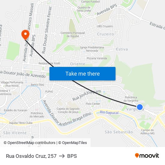 Rua Osvaldo Cruz, 257 to BPS map