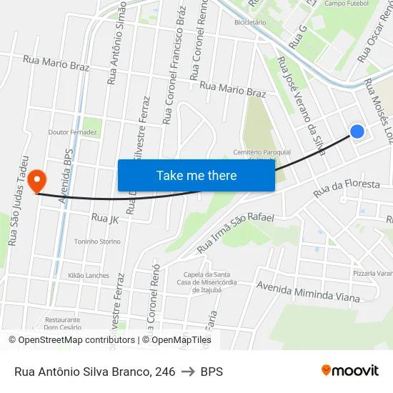 Rua Antônio Silva Branco, 246 to BPS map